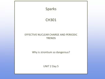 Sparks  CH301  EFFECTIVE NUCLEAR CHARGE AND PERIODIC  TRENDS  Why is strontium so dangerous?  UNIT