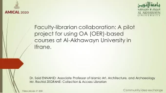 Faculty-librarian collaboration: A pilot  project for using OA (OER)-based  courses at Al-Akhawayn