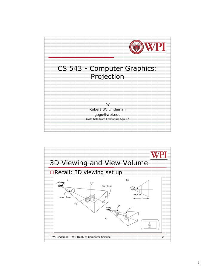 cs 543 computer graphics projection