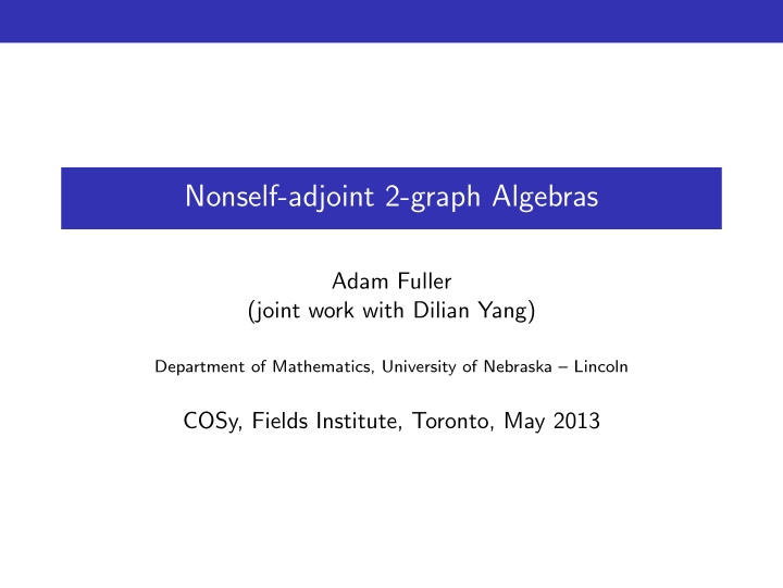 nonself adjoint 2 graph algebras