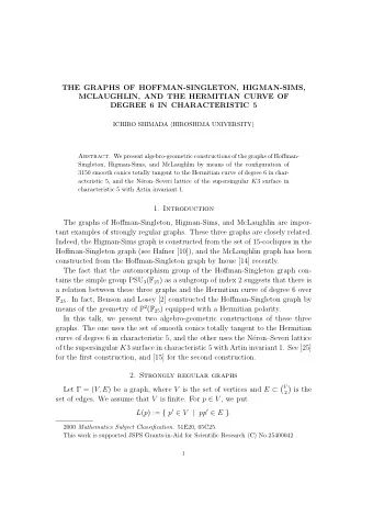 THE GRAPHS OF HOFFMAN-SINGLETON, HIGMAN-SIMS,  MCLAUGHLIN, AND THE HERMITIAN CURVE OF  DEGREE 6 IN