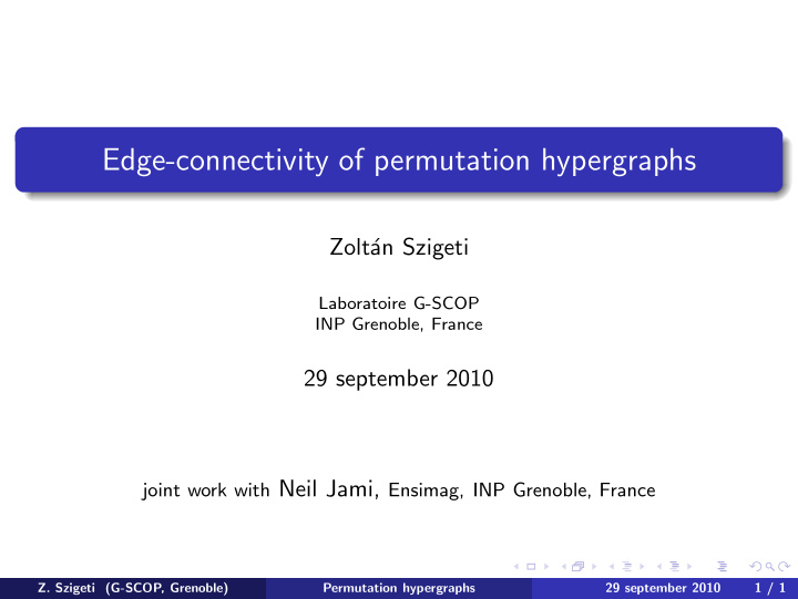 edge connectivity of permutation hypergraphs