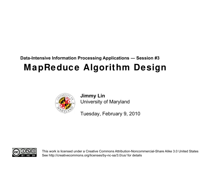 mapreduce algorithm design