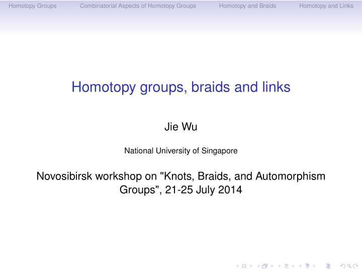 homotopy groups braids and links