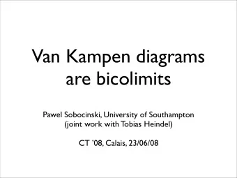 Van Kampen diagrams  are bicolimits  Pawel Sobocinski, University of Southampton  (joint work with