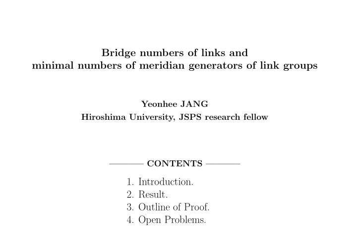 bridge numbers of links and minimal numbers of meridian