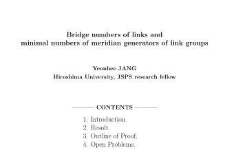 Bridge numbers of links and  minimal numbers of meridian generators of link groups  Yeonhee JANG