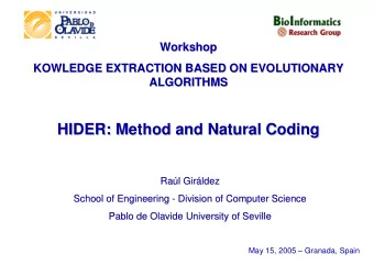 HIDER: Method and Natural Coding  HIDER: Method and Natural Coding  Ra  l Gir  l Gir  ldez
