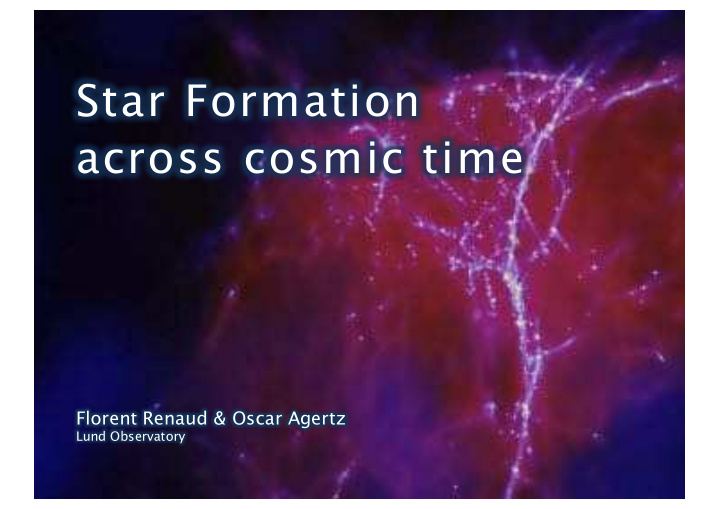 star formation across cosmic time