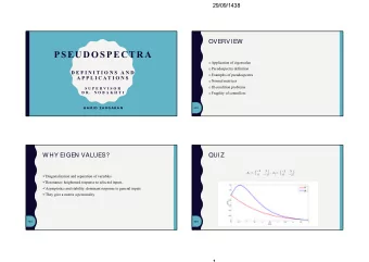 PSEUDOSPECTRA o Application of eigenvalue o Pseudospectra definition  D E F I N I T I O N S  A N D