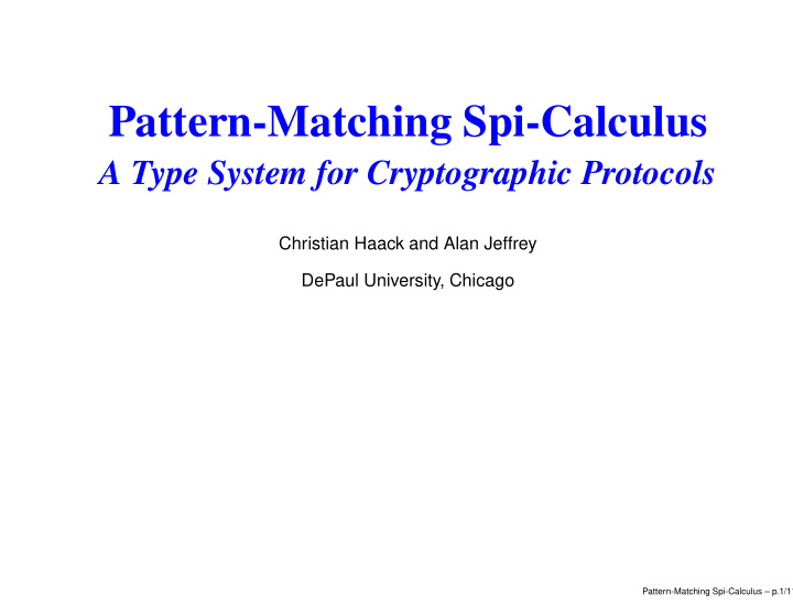 pattern matching spi calculus