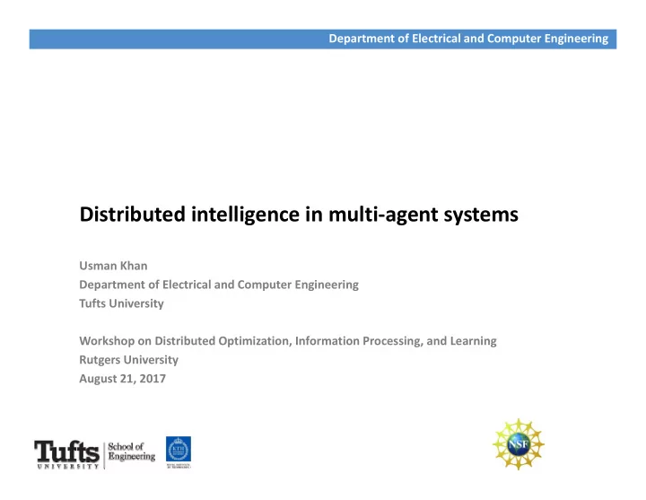 distributed intelligence in multi agent systems