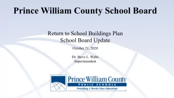 Prince William County School Board  Return to School Buildings Plan  School Board Update  October