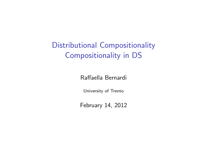 distributional compositionality compositionality in ds