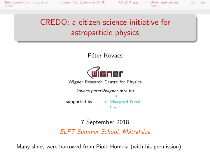 credo a citizen science initiative for astroparticle