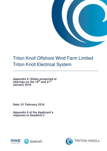 Triton Knoll Offshore Wind Farm Limited  Triton Knoll Electrical System