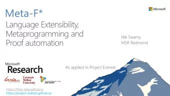 Meta-F*  Language Extensibility,  Metaprogramming and  Proof automation