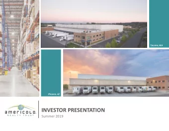INVESTOR PRESENTATION  Summer 2019  Disclaimer  This presentation contains statements about future