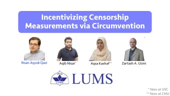 Incentivizing Censorship  Measurements via Circumvention  Ihsan Ayyub Qazi  Aqib Nisar*  Zartash A.