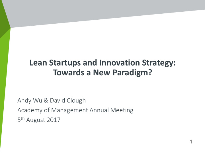 lean startups and innovation strategy