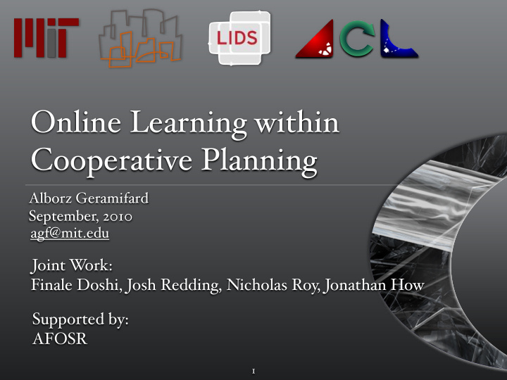 online learning within cooperative planning