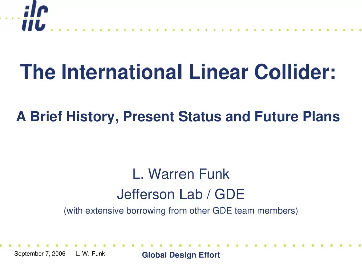 the international linear collider