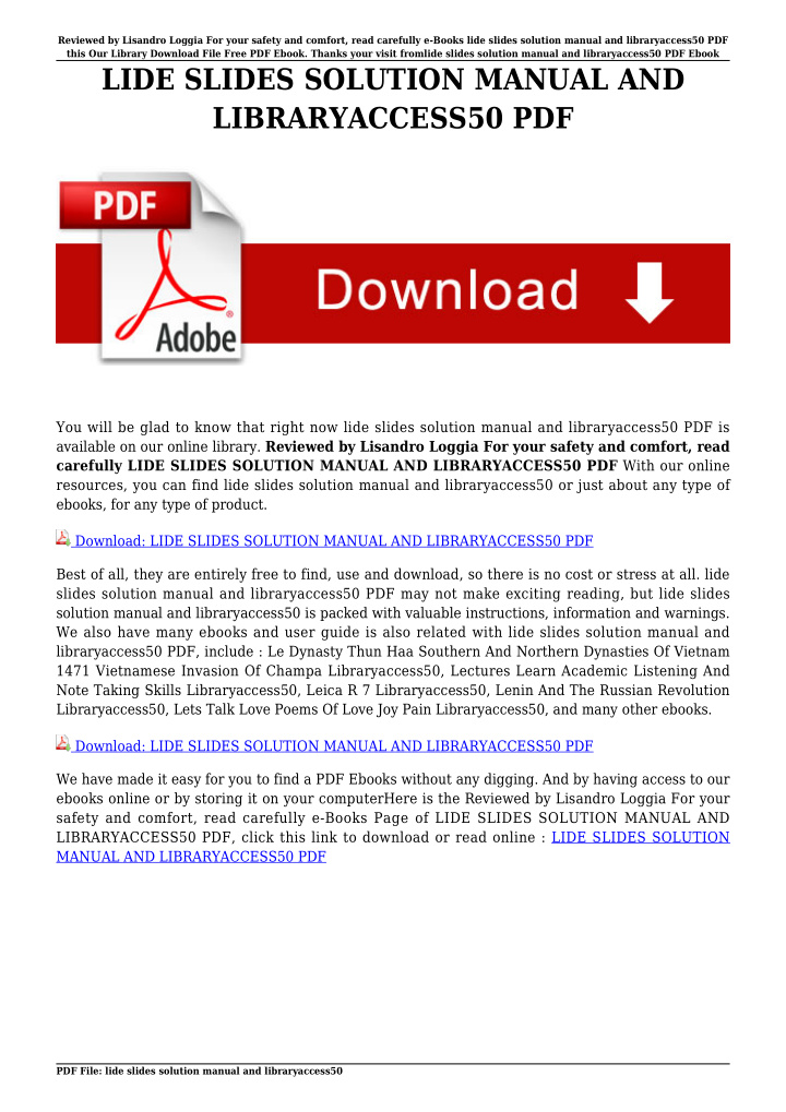 lide slides solution manual and libraryaccess50 pdf