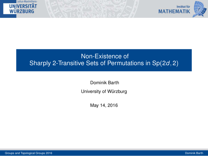 non existence of sharply 2 transitive sets of
