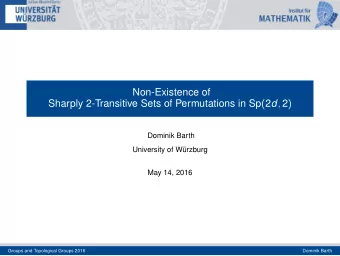 Non-Existence of Sharply 2-Transitive Sets of Permutations in Sp ( 2 d , 2 )  Dominik Barth