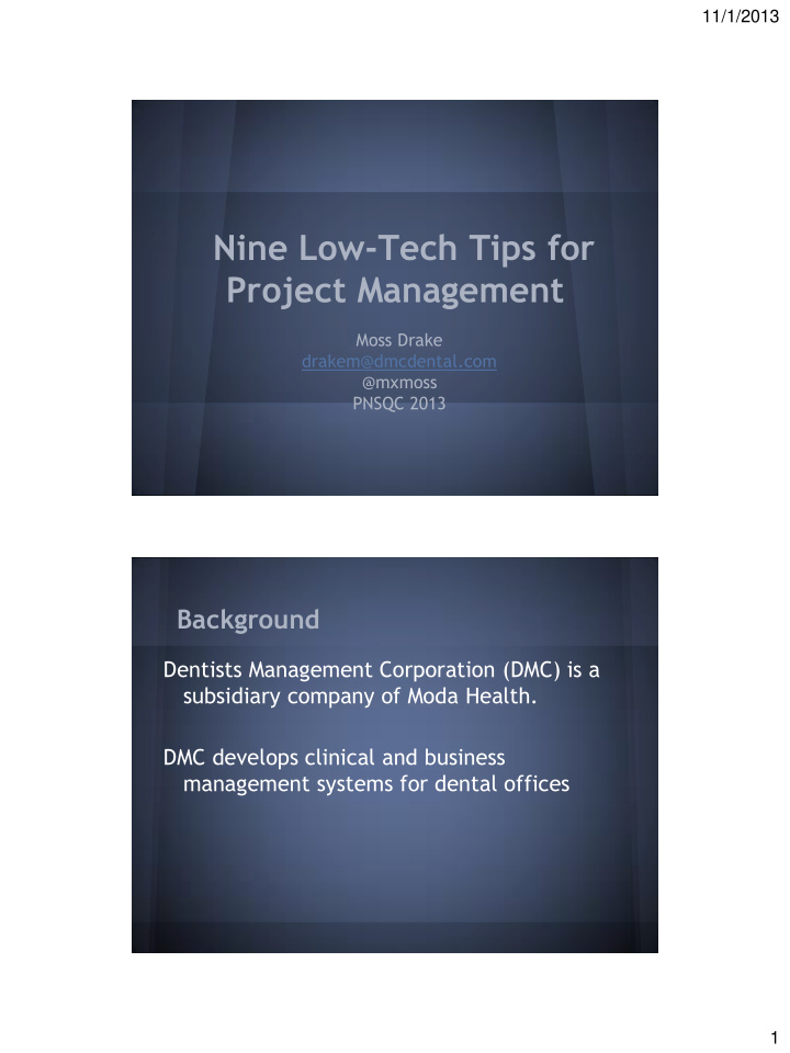 nine low tech tips for project management