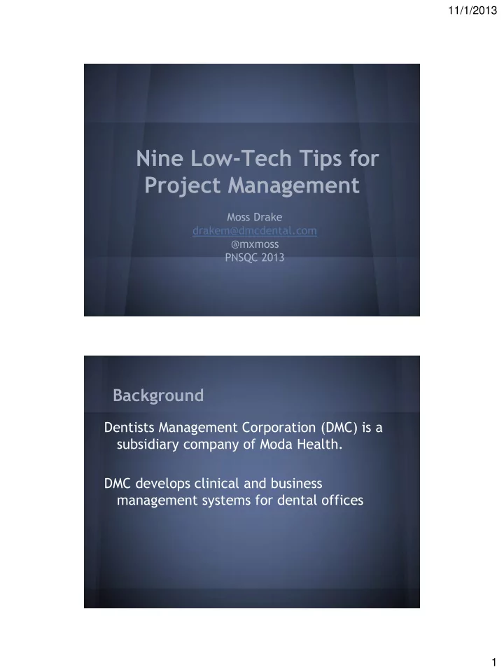 nine low tech tips for project management