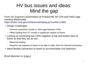 HV bus issues and ideas:  Mind the gap  From Vic Guarino's presentation at ProtoDUNE SP CPA and