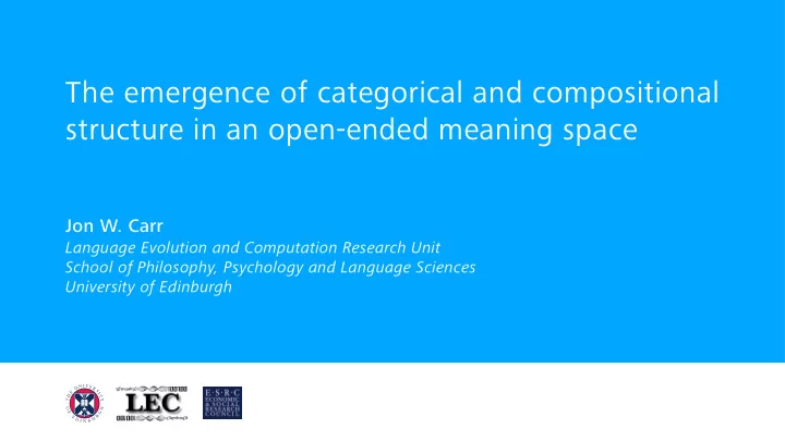 the emergence of categorical and compositional structure