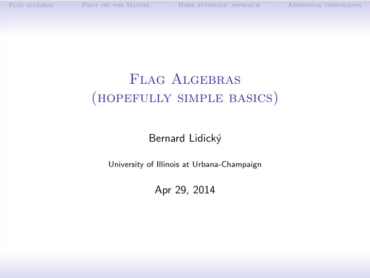 flag algebras hopefully simple basics