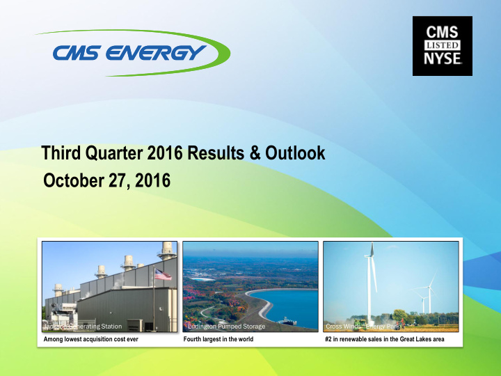 third quarter 2016 results amp outlook