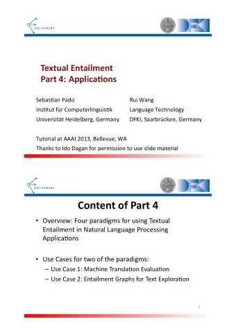 Content(of(Part(4(  Overview:(Four(paradigms(for(using(Textual(