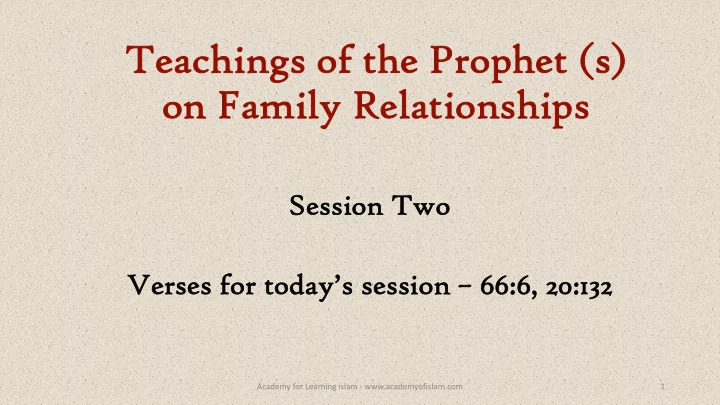 teac teachin hings o of the p the prophet phet s on on
