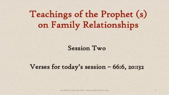 Teac  Teachin  hings o  of the P  the Prophet (  phet (s)  on  on Family  Family Relat  lation