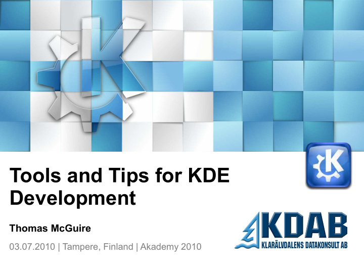 tools and tips for kde development