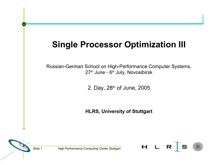 single processor optimization iii