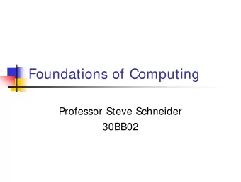 Foundations of Computing  Professor Steve Schneider  30BB02  Course Structure  Two lectures per