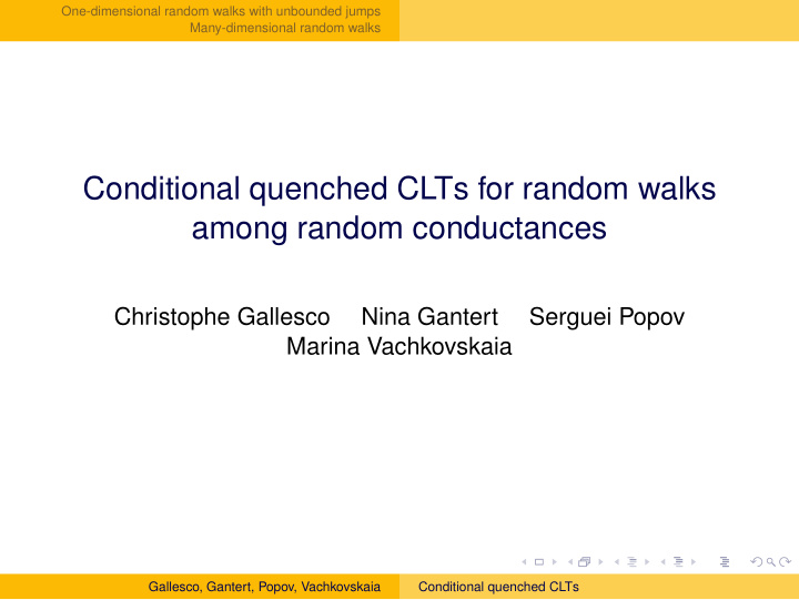 conditional quenched clts for random walks among random