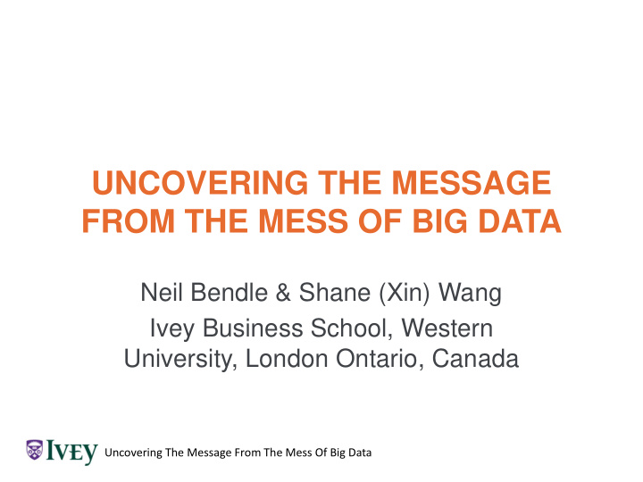 from the mess of big data