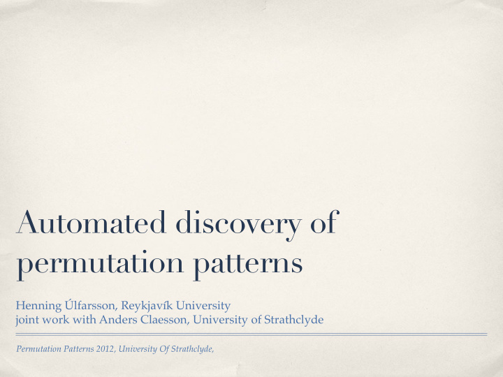 automated discovery of permutation patterns