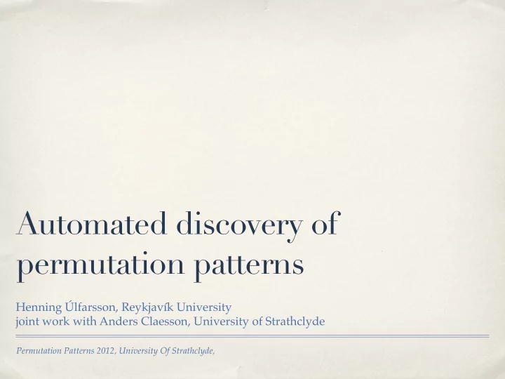 automated discovery of permutation patterns