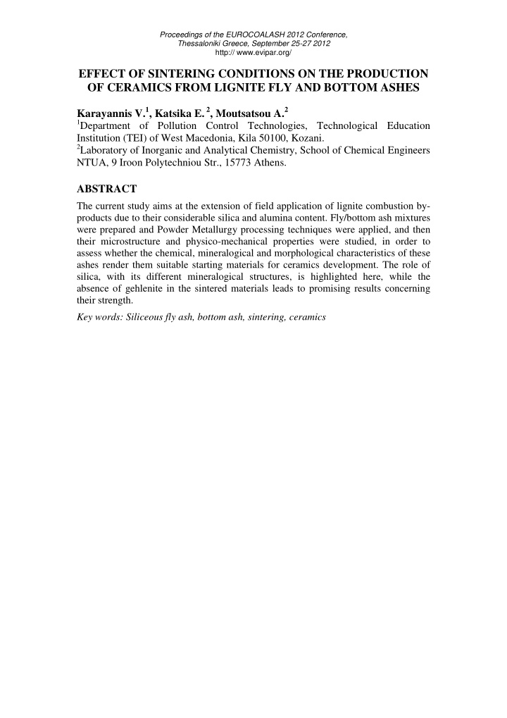 effect of sintering conditions on the production of