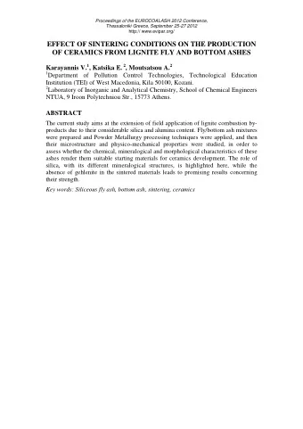 EFFECT OF SINTERING CONDITIONS ON THE PRODUCTION  OF CERAMICS FROM LIGNITE FLY AND BOTTOM ASHES