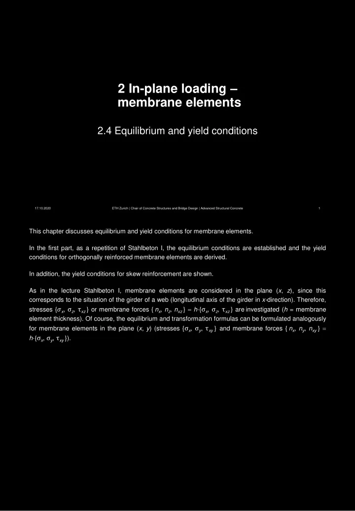 2 in plane loading 2 in plane loading