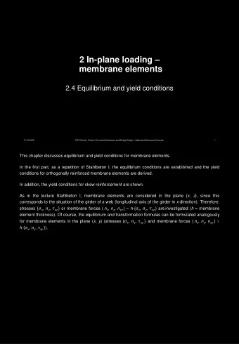 2 In-plane loading  2 In-plane loading   membrane elements  membrane elements  2.4