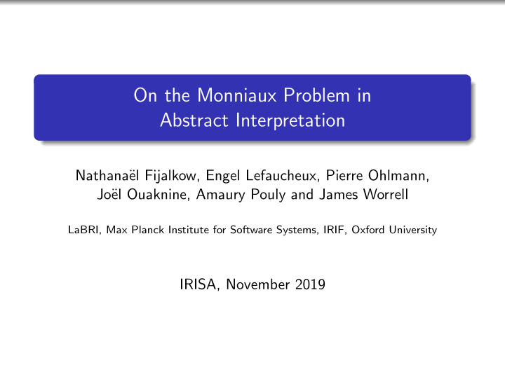 on the monniaux problem in abstract interpretation